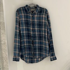 Embroidered sequin design flannel shirt